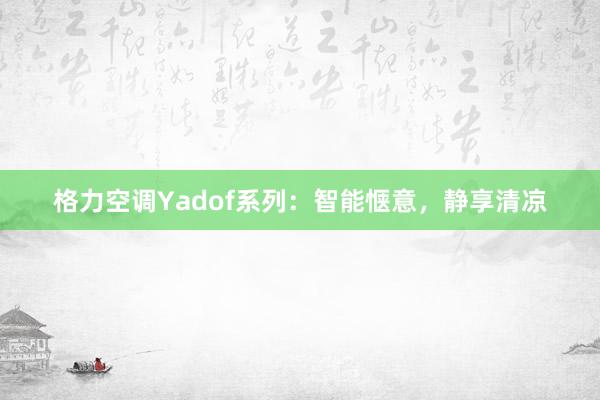 格力空调Yadof系列：智能惬意，静享清凉